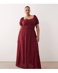 Esmee Curve - Puff Sleeve Tie Front Maxi Beach Dress - Lyst