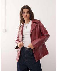 Reclaimed Vintage - Boxy Fit Leather Look Blazer - Lyst