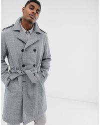 ASOS Trench doppiopetto nero e bianco a quadri