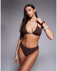 The Frolic - Exclusive Crinkle Bead Front Scoop Halterneck Bikini Top Co-Ord - Lyst