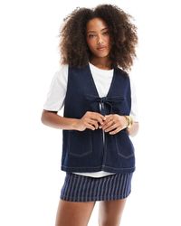 ONLY - Tie Front Denim Vest - Lyst