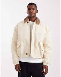 ASOS - Giacca Bomber Color Crema Con Colletto - Lyst