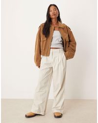 ASOS - Asos Design Petite Cuffed Hem Wide Leg Corduroy Pants - Lyst