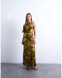 TOPSHOP - – midikleid für besondere anlässe mit asymmetrischem ärmel und verschwommenem rosenmuster - Lyst