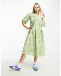Native Youth - Textured Check Midi Dress With Open Back - Lyst