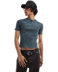 ASOS - T-Shirt Corta Attillata A Coste Slavata Con Maniche Raglan - Lyst