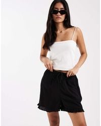 New Look - Ruffle Linen Blend Pull On Shorts - Lyst