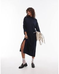 Mango - Hoogsluitende Maxi Jurk Met Lange Mouwen - Lyst
