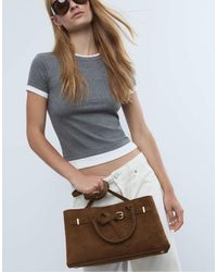 Stradivarius - Tote Tas Van Imitatiesuède Met Riem - Lyst