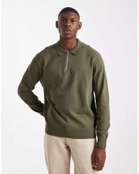 JJ Rebel - Half Zip Knit Polo Sweater - Lyst
