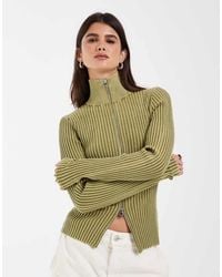 & Other Stories - Ribbed Zip Through Funnel Neck Cardigan - Lyst