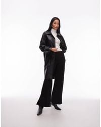 Mango - Faux Leather Belted Trench Coat - Lyst