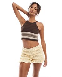 ASOS - Pantaloncini Micro Arricciati Testurizzati Color Latticello - Lyst
