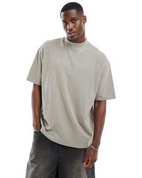 ASOS - Oversized Hoogsluitend T-Shirt Van 240 G/M² Zware Stof - Lyst