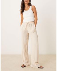 Pimkie - Tie Waist Wide Leg Plisse Trousers - Lyst
