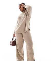 ONLY - Pantalones Con Lazada En La Cintura De Punto De (Parte De Un Conjunto)-Beis Neutro - Lyst