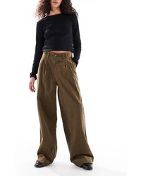 Object - Pantalones Beis De Pernera Barrel Holgada Con Pinzas De Pana Premium De -Neutro - Lyst