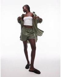 TOPSHOP - Gestreepte Short Met Elastische Taille - Lyst