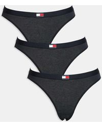 Tommy Hilfiger - Pack De 3 Braguitas Negras De Corte Bikini Con Detalle De Bandera De - Lyst