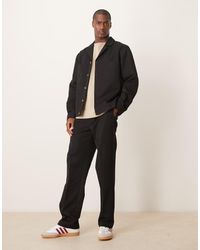 ASOS - Pantalones De Vestir Negros De Corte Recto Con Cinturilla Elástica De (Parte De Un Conjunto) - Lyst