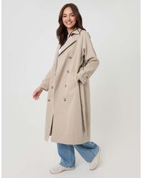 Threadbare - Double Breasted Longline Trench Coat - Lyst