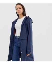 ASOS Impermeable con forro de cuadros cepillados - Azul