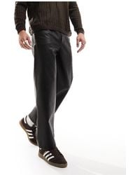 Reclaimed (vintage) - Washed Leather Look Straight Leg Trousers - Lyst