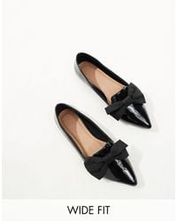 ASOS - Wide Fit Lake Bow Pointed Ballet Flats - Lyst