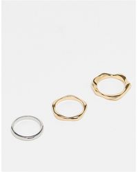 ASOS - Pack Of 3 Rings With Molten Design - Lyst