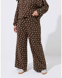 Yours Clothing - Polka Dot Wide Leg Joggers - Lyst