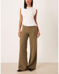 ASOS - Pantalon ample rayé d'ensemble à taille mi-haute en tissu ultra-doux - olive - Lyst