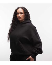 4505 - Sudadera Negro Lavado De Corte Cocoon Extragrande Con Capucha De Tejido Grueso De Algodón De 440 G/M² Icon Rest Day De Curve - Lyst