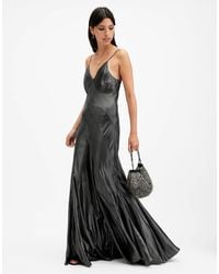 AllSaints - Lili Metallic Panelled Maxi Dress,, Metallic - Lyst