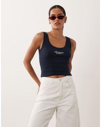 Abercrombie & Fitch - Embroidered Logo Scoop Neck Tank Top - Lyst