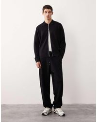 ASOS COLLECTIVE - Relaxed Compact Knit Zip-through Cardigan - Lyst