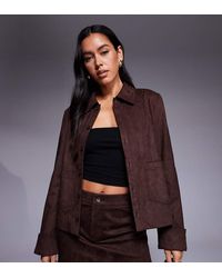 The Frolic - Exclusive Faux Suede Pocket Front Wide Cuff Jacket Co-ord - Lyst