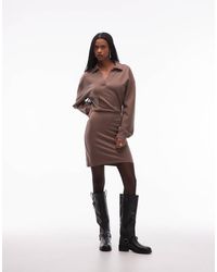ASOS - Cotton Polo Waisted Sweat Mini Dress - Lyst