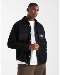 Parlez - Long Sleeve Fleece Logo Shacket With Pockets - Lyst