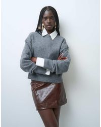 ASOS - Tailored Faux Leather Mini Skirt With Split - Lyst