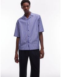 TOPMAN - Short Sleeve Boxy Stripe Shirt - Lyst