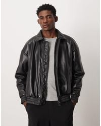 Only & Sons - Oversized Faux Leather Padded Bomber Jacket - Lyst