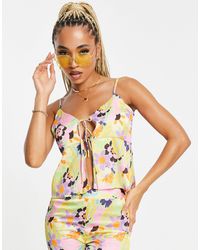 Wild Lovers - Amber Poly Satin Cami Tie Front Pajama Top - Lyst