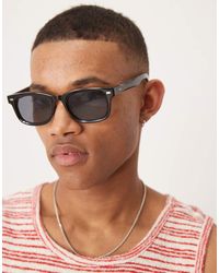 ASOS - Occhiali Da Sole Squadrati Con Montatura Nera E Lenti Sfumate - Lyst
