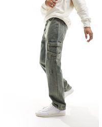 Liquor N Poker - – lockere cargo-jeans schmutziger waschung mit riemen, kombiteil - Lyst