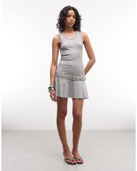 The Ragged Priest - Dropped Waist Mini Dress With Belt And Eyelets - Lyst