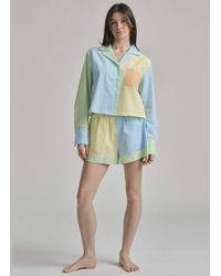 Polo Ralph Lauren - Seersucker Long Sleeve Crop Top And Short Sleep Set - Lyst