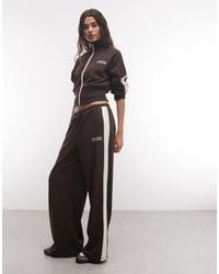 ASOS - Weekend Collective Co-Ord Micro Fleece Wide Leg Jogger With Side Stripe Detail - Lyst