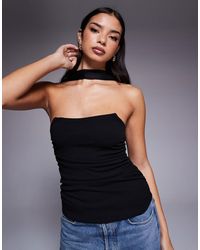 ASOS - Top bandeau structuré long à détail foulard - Lyst