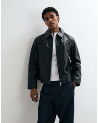 Jack & Jones - Leather Double Zip Jacket - Lyst