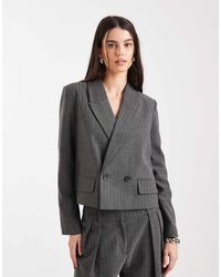 Vero Moda - Cropped Oversized Getailleerde Blazer - Lyst